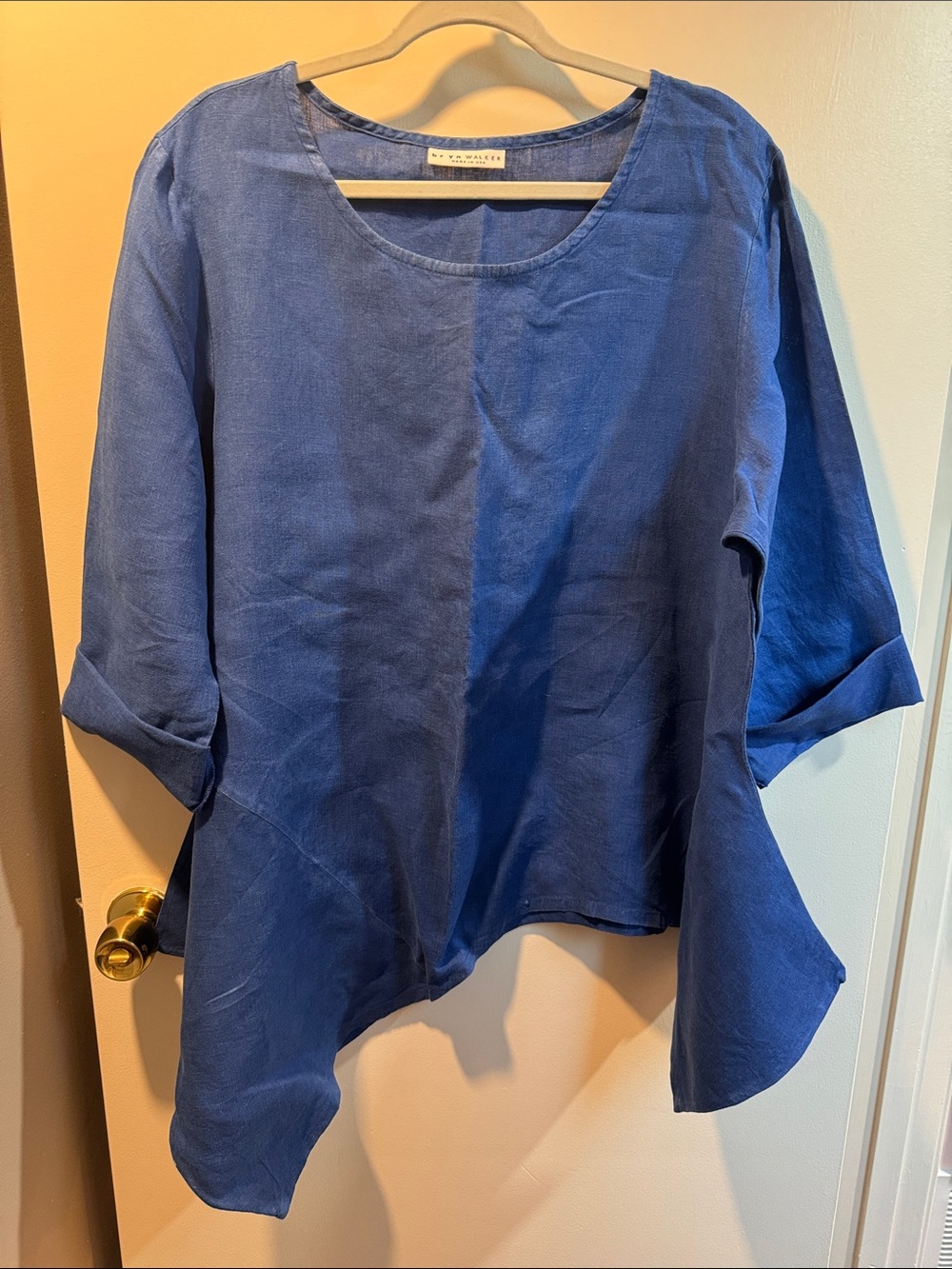 bryn Walker Indigo Blue Linen Tunic Top